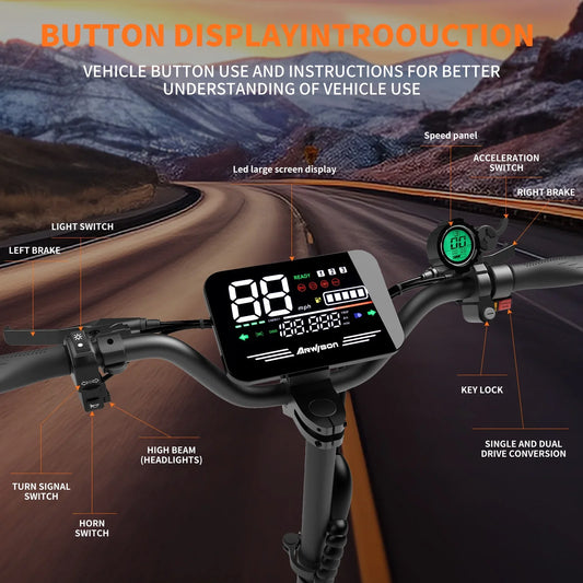 Bicycle handlebar with digital display and labeled components against a mountain road background | Origin Zero