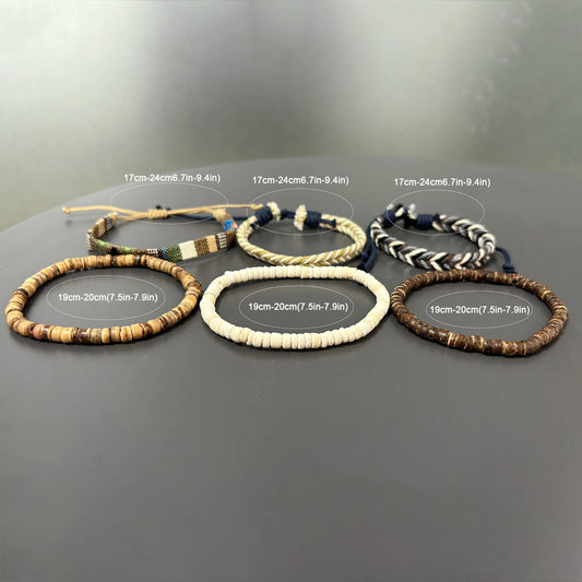 Boho Braided Bracelets, Handmade Bracelets, Boho Beaded Bracelet Gift for Him or Her, Mother's Day Gift, Father's Day Gift, 2pcs