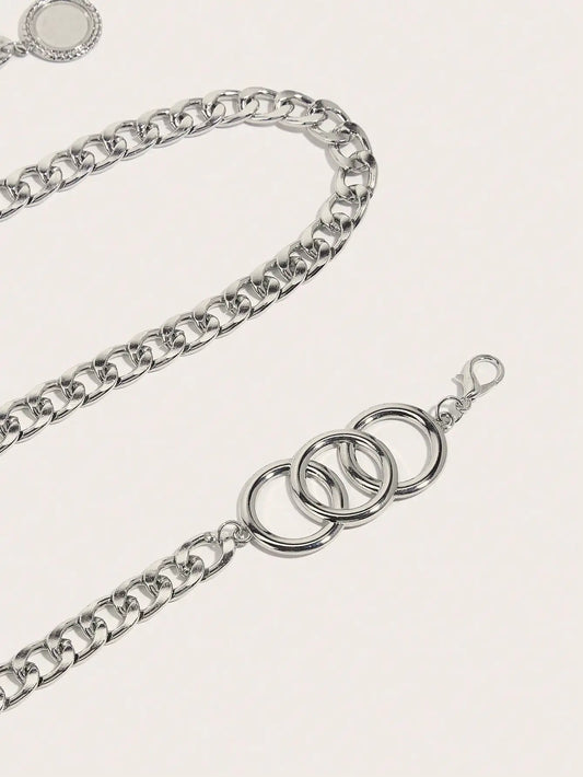 Hershine 1-Piece Women's Fashionable Hollow-Out Circle Waist Chain, Elegant and Sexy Accessory for Party Dresses, Spring, Summer