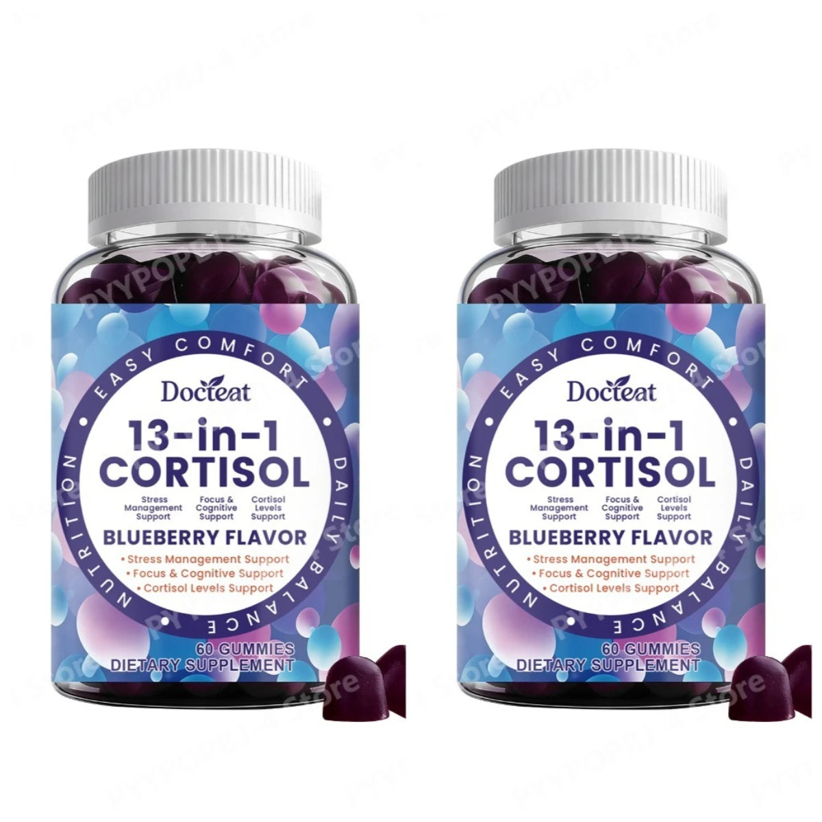 Cortisol Gummies 13-in-1 with Vitamin B6 & B12 – Stress Relief, Focus & Cortisol Detox Support – Vegan, Sugar-Free