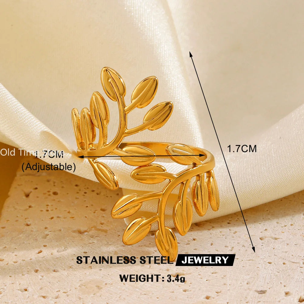 Simple Geometric Heart Ring Gold Plated 304 Stainless Steel Open Rings For Women