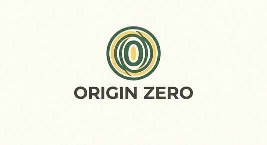 “The Origin Zero logo in deep forest green and gold, representing a premium, sustainable approach to high-utility living and curated resources for the modern minimalist.”