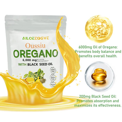 Oussiu Oil of Oregano Softgels 6000mg + Black Seed Oil | 300 Count | Origin Zero