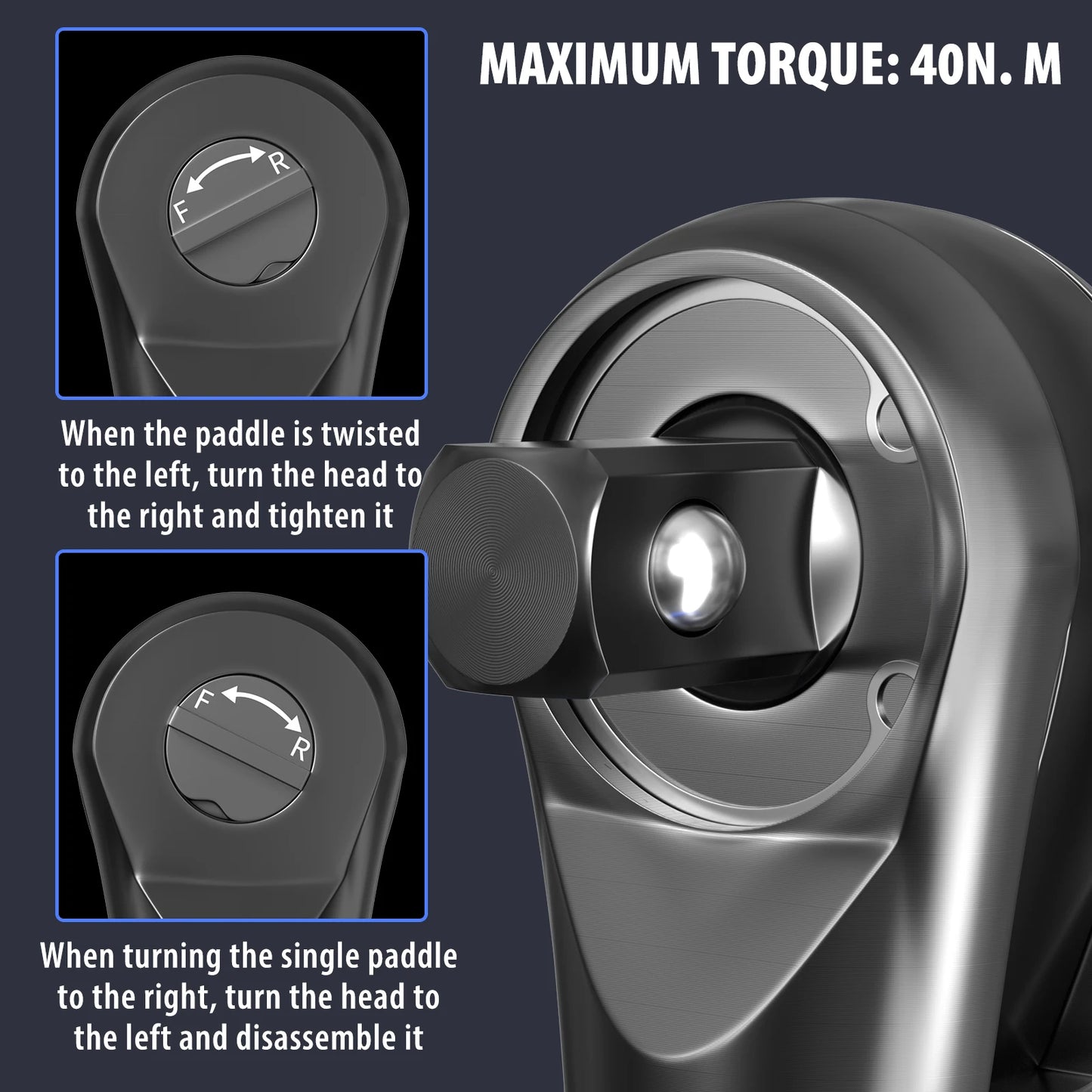Close-up of a mechanical component with text on maximum torque and usage instructions. | Origin Zero