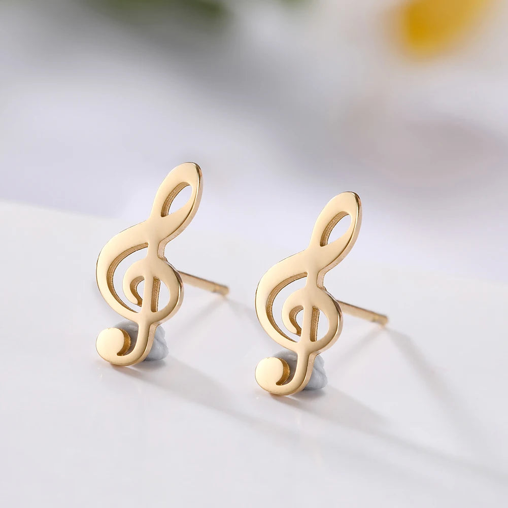 Sipuris Music Notes Dangle Earrings Stainless Steel Round Earring for Women Fashion Music Note Jewelry