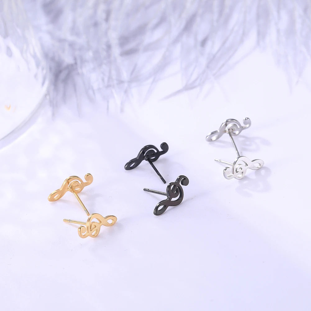 Sipuris Music Notes Dangle Earrings Stainless Steel Round Earring for Women Fashion Music Note Jewelry