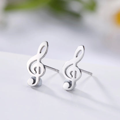 Sipuris Music Notes Dangle Earrings Stainless Steel Round Earring for Women Fashion Music Note Jewelry
