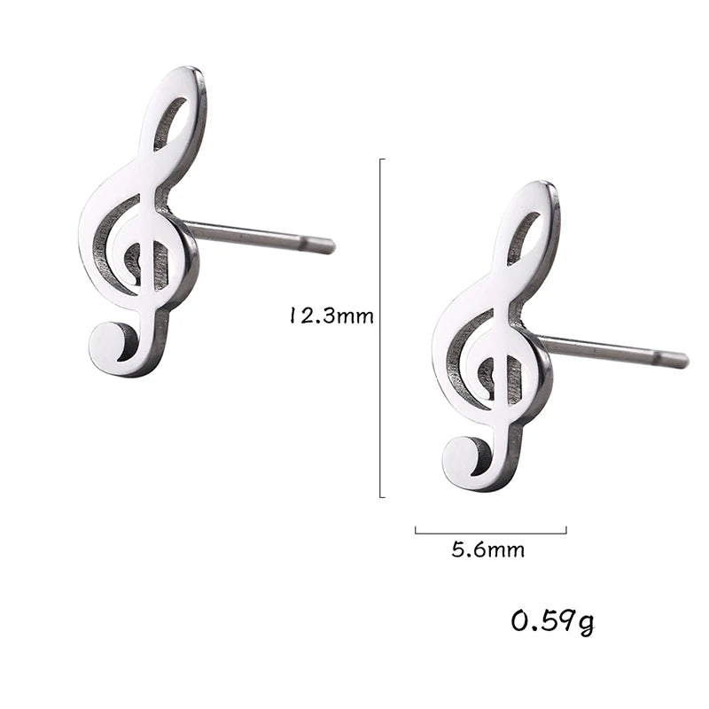Sipuris Music Notes Dangle Earrings Stainless Steel Round Earring for Women Fashion Music Note Jewelry