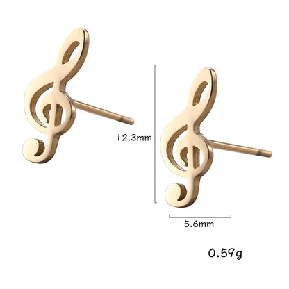Sipuris Music Notes Dangle Earrings Stainless Steel Round Earring for Women Fashion Music Note Jewelry