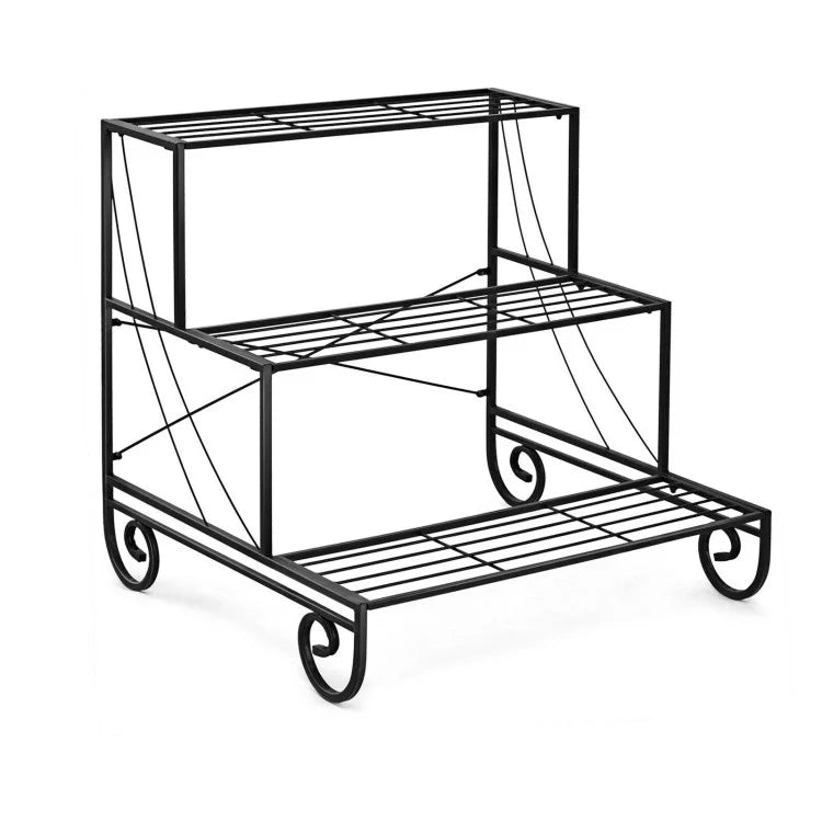 3-Tier Metal Garden Plant Stand | Outdoor Planter Holder Shelf