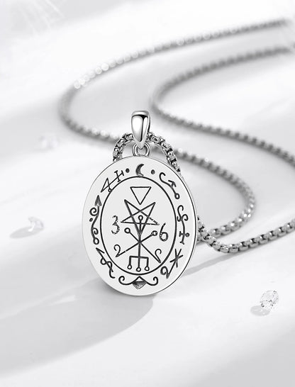 Eudora 925 Sterling Silver Lilith Goddess Sigil Necklace for Women Man Vintage Moon Phase Amulet Pendant Personality Jewelry Gif