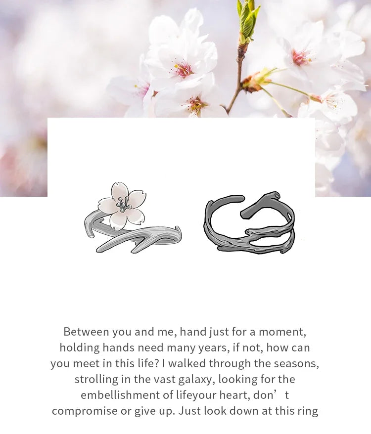 Thaya White Cherry Blossom Silver Rings s925 Silver Natural Pearl Shell Flower Rings for Women Elegant Ladies Jewelry For Couple