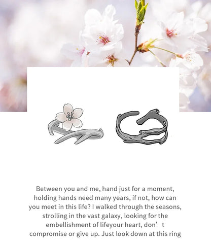 Thaya White Cherry Blossom Silver Rings s925 Silver Natural Pearl Shell Flower Rings for Women Elegant Ladies Jewelry For Couple