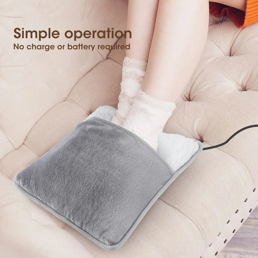Winter Electric Foot Heating Pad USB Soft Plush Thermal Blanket Feet Foot Warming Mat Heating Slippers for Home Office Bedroom