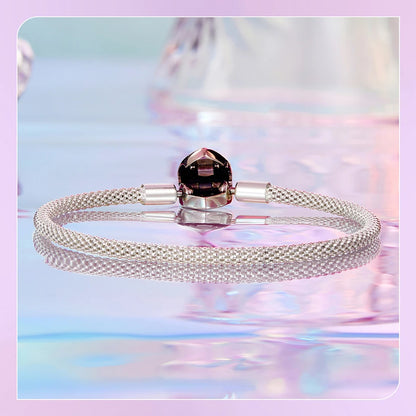 WOSTU 925 Sterling Silver Vintage Rose Flower Love Heart Bangle Bracelet Fit DIY Bracelets Women Valentine Mother's Day Gift