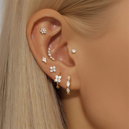 Aide Plata 100% Real 14K Solid Gold 5/6.5/8mm Length Stud Earring Simple Design Piercing Ear Bone Ear Studs DIY Vintage Jewelry