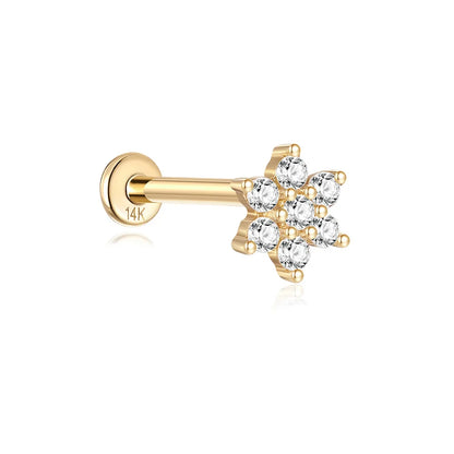 Aide Plata 100% Real 14K Solid Gold 5/6.5/8mm Length Stud Earring Simple Design Piercing Ear Bone Ear Studs DIY Vintage Jewelry