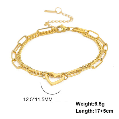 Skyrim Heart Charm Bracelet Women Stainless Steel Double Layer Paperclip Chain Bracelets Jewelry Valentine's Day Gift for Lover