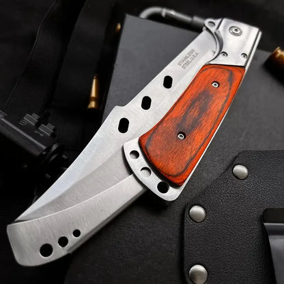 HOLYBLADE Tactical Folding Knife | Red Sandalwood Handle | 12.7" EDC Pocket Knife | Origin Zero