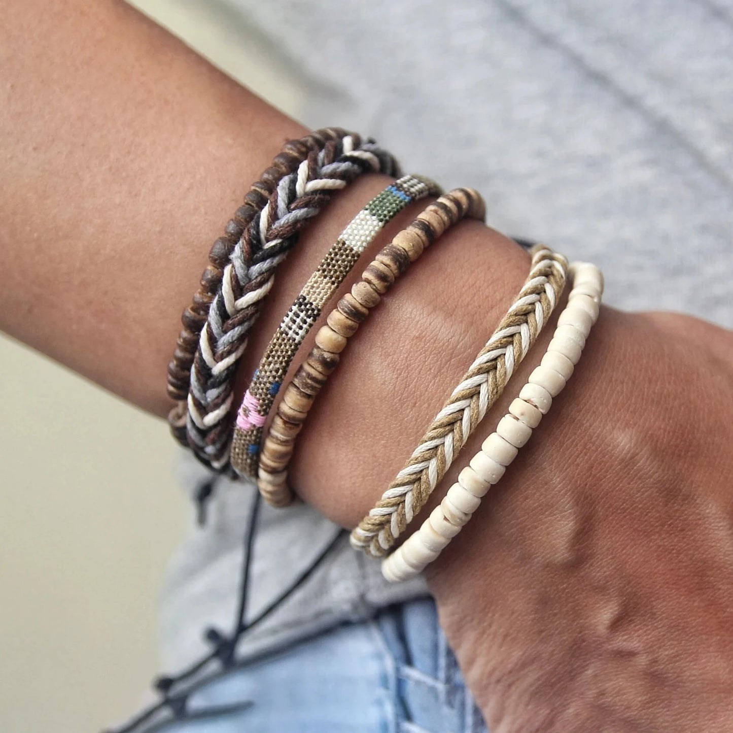 Boho Braided Bracelets, Handmade Bracelets, Boho Beaded Bracelet Gift for Him or Her, Mother's Day Gift, Father's Day Gift, 2pcs
