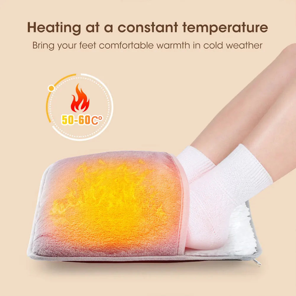 Winter Electric Foot Heating Pad USB Soft Plush Thermal Blanket Feet Foot Warming Mat Heating Slippers for Home Office Bedroom