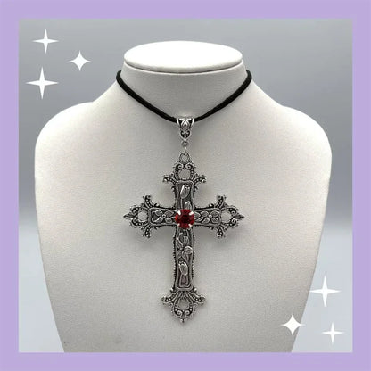 Limited Black Velvet Cross Bead Necklace for Women, Gothic Choker, Grunge, Gorgeous Jewelry, Punk Gift, Statement Goth, New