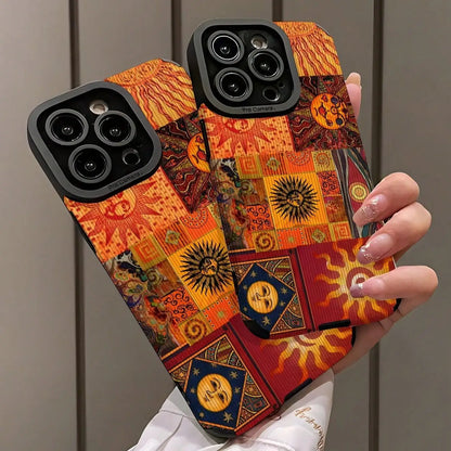 Artistic Sun Pattern iPhone Case – Drop Protection, Compatible with iPhone 7 to iPhone 16 Series