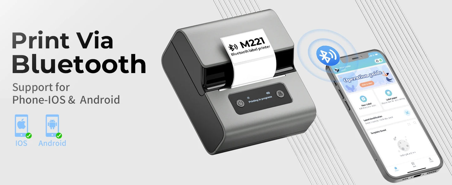 Phomemo Label and Upgrade Portable Label Maker M221 Barcode Label Printer Bluetooth Thermal Inkless Label Maker Support Phone&PC