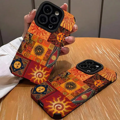 Artistic Sun Pattern iPhone Case – Drop Protection, Compatible with iPhone 7 to iPhone 16 Series