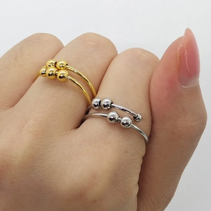 Stainless Steel rotating Bead Rings Anti Anxiety Ring Adjustable Rotary anti-stress rings For Women Men Fashion Jewelry Gift
