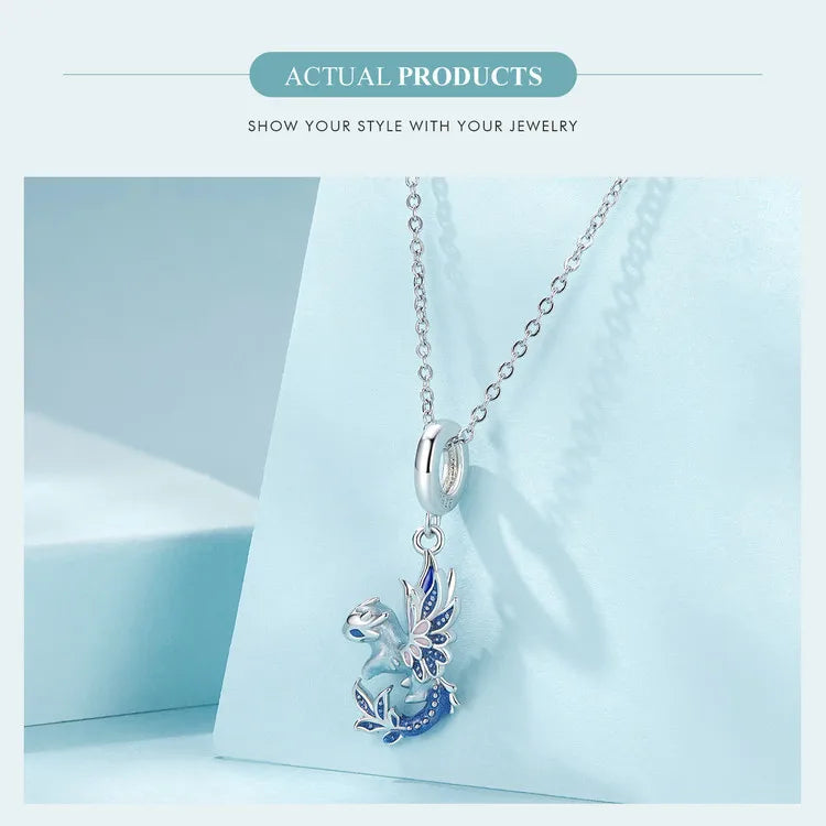 Sterling Silver Enamel Flying Dragon Star Pendant Heart Love Supermom Charm Fit DIY Bracelet Gift for Mother's Day