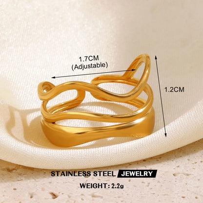 Simple Geometric Heart Ring Gold Plated 304 Stainless Steel Open Rings For Women