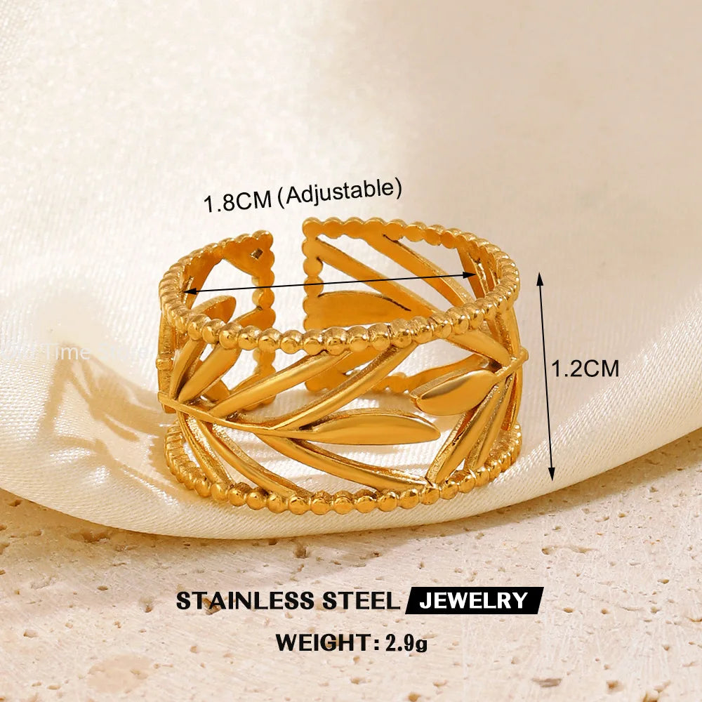 Simple Geometric Heart Ring Gold Plated 304 Stainless Steel Open Rings For Women