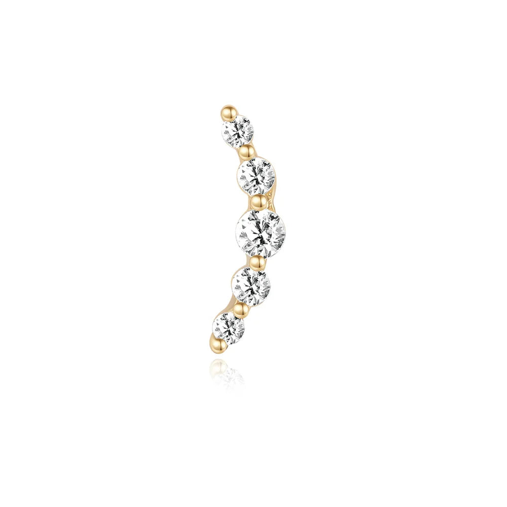 Aide Plata 100% Real 14K Solid Gold 5/6.5/8mm Length Stud Earring Simple Design Piercing Ear Bone Ear Studs DIY Vintage Jewelry