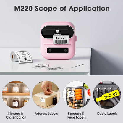 Phomemo Label Printer M220 Label Maker Mini Barcode Label Printer Wireless Portable Sticker Label Maker Machine for Address