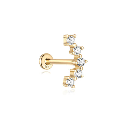 Aide Plata 100% Real 14K Solid Gold 5/6.5/8mm Length Stud Earring Simple Design Piercing Ear Bone Ear Studs DIY Vintage Jewelry