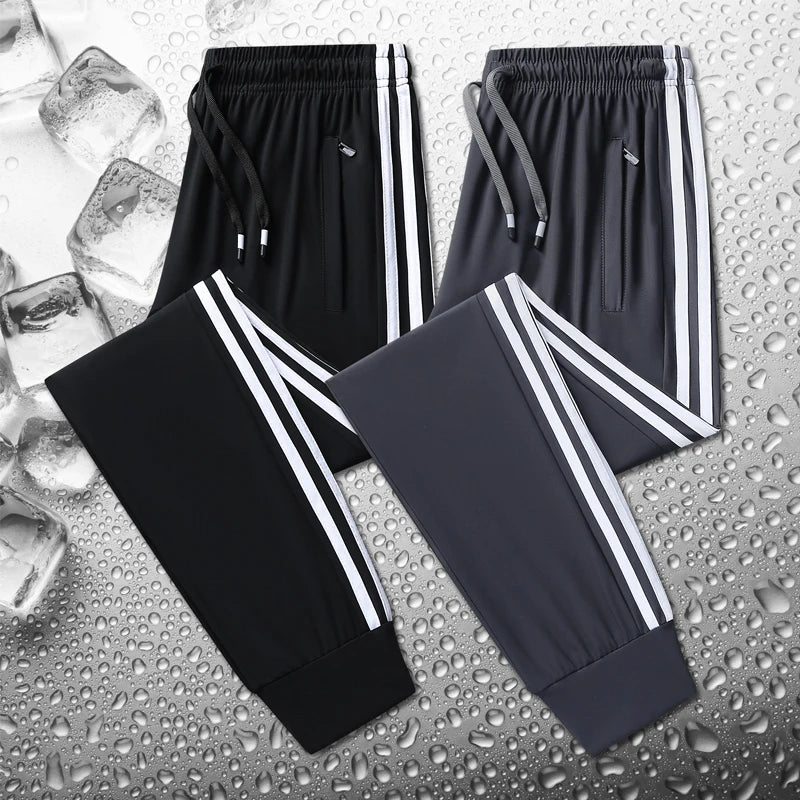 Men’s Ice Silk Jogger Pants – Lightweight Casual Sweatpants with Drawstring – Plus Size M–8XL, Loose Fit for Sports, Fitness & Everyday Wear
