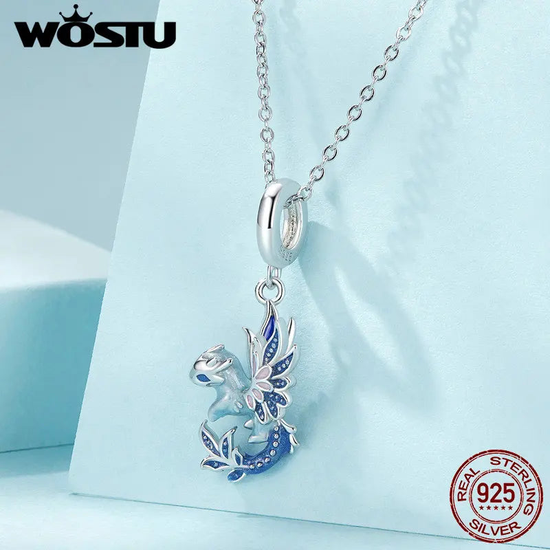 Sterling Silver Enamel Flying Dragon Star Pendant Heart Love Supermom Charm Fit DIY Bracelet Gift for Mother's Day