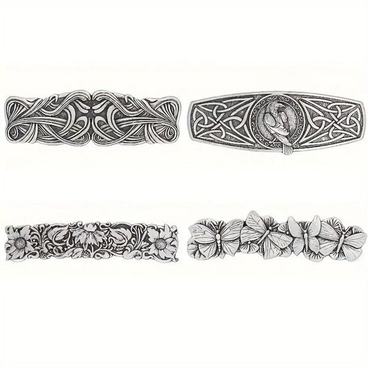 4PCS Viking Barrettes | Celtic Nordic Odin's Raven Hair Clips | Origin Zero
