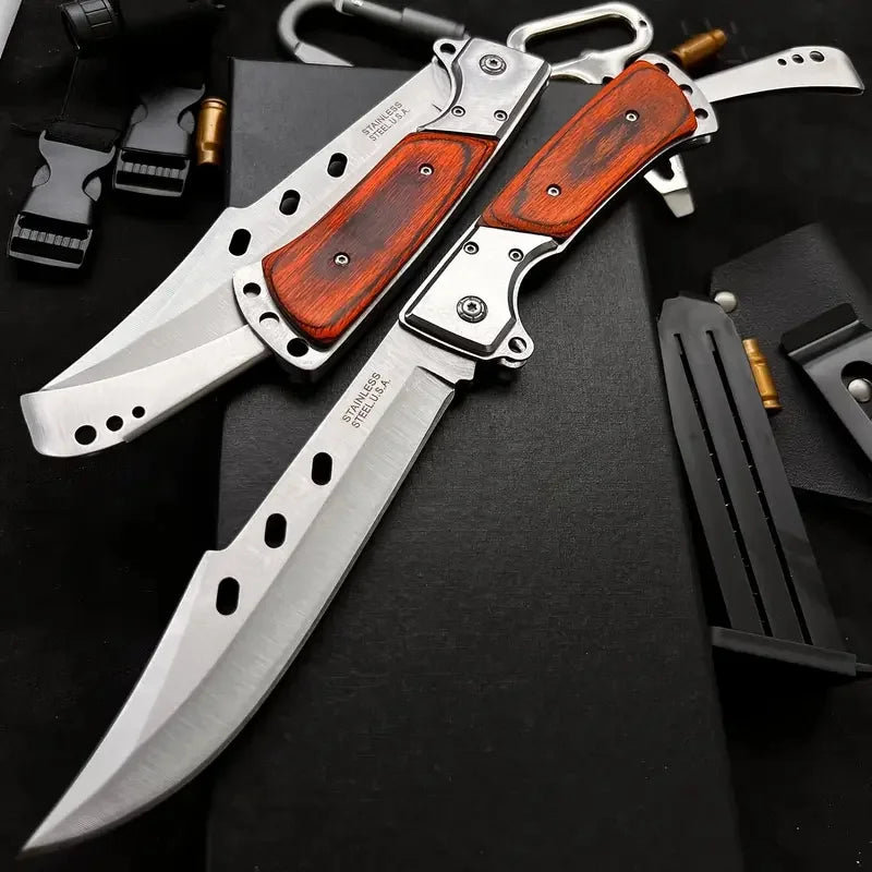 HOLYBLADE Tactical Folding Knife | Red Sandalwood Handle | 12.7" EDC Pocket Knife | Origin Zero