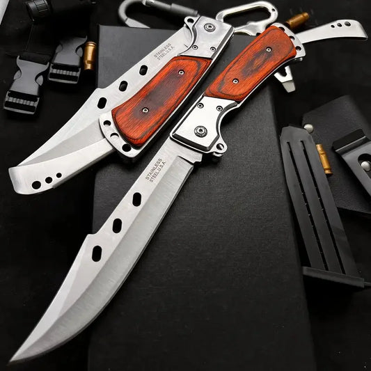 HOLYBLADE Tactical Folding Knife | Red Sandalwood Handle | 12.7" EDC Pocket Knife | Origin Zero