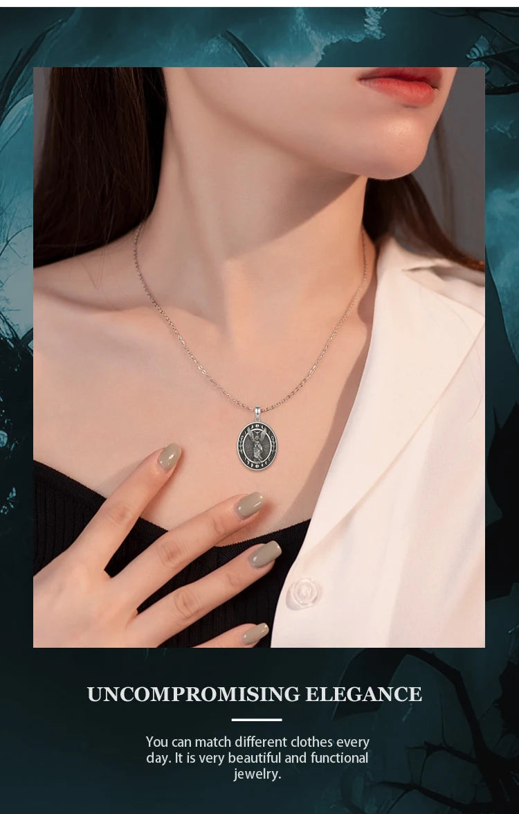 Eudora 925 Sterling Silver Lilith Goddess Sigil Necklace for Women Man Vintage Moon Phase Amulet Pendant Personality Jewelry Gif