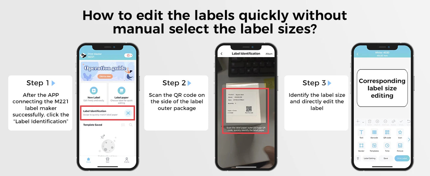 Phomemo Label and Upgrade Portable Label Maker M221 Barcode Label Printer Bluetooth Thermal Inkless Label Maker Support Phone&PC