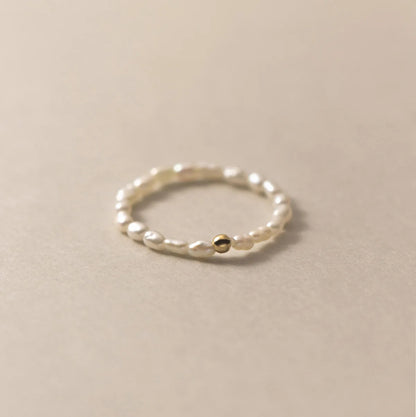 3-4mm Natural Freshwater Pearls Elastic Ring Mini Rice Shape Beads Silver Fashion Jewelry Hot Style for Women