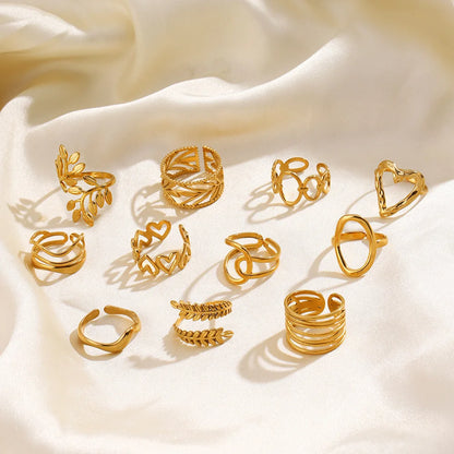 Simple Geometric Heart Ring Gold Plated 304 Stainless Steel Open Rings For Women