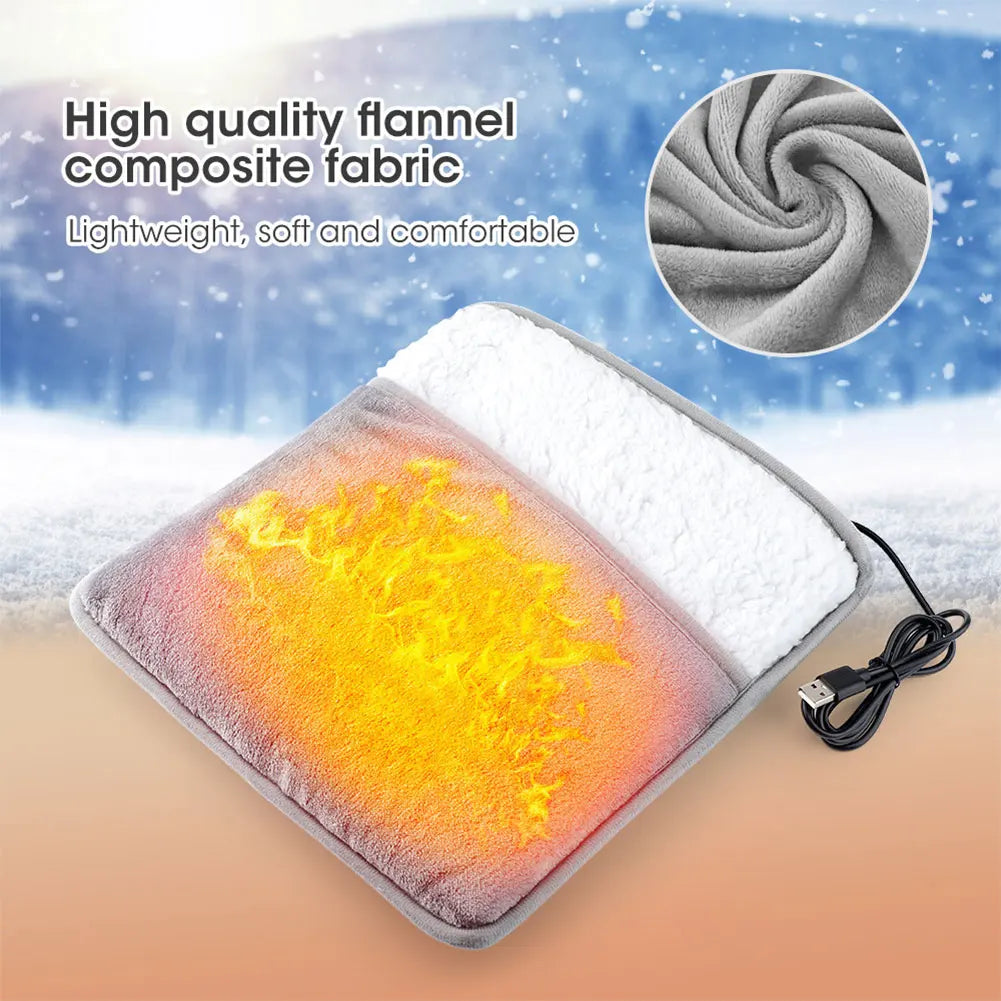 Winter Electric Foot Heating Pad USB Soft Plush Thermal Blanket Feet Foot Warming Mat Heating Slippers for Home Office Bedroom