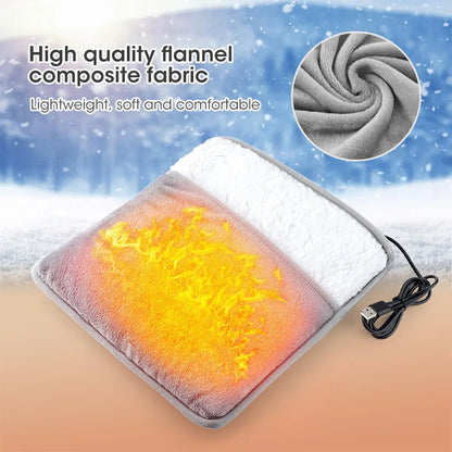 Winter Electric Foot Heating Pad USB Soft Plush Thermal Blanket Feet Foot Warming Mat Heating Slippers for Home Office Bedroom