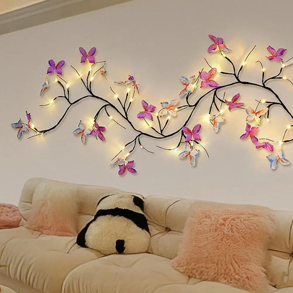 LED Willow Vine And Butterfly Fairy Lights, 8 Modes, Powered by USB for Bedroom Decoration, Mother'S Day, Valentine'S Gifts
