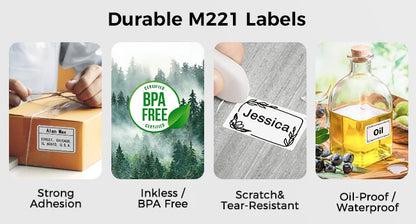 Phomemo Label and Upgrade Portable Label Maker M221 Barcode Label Printer Bluetooth Thermal Inkless Label Maker Support Phone&PC
