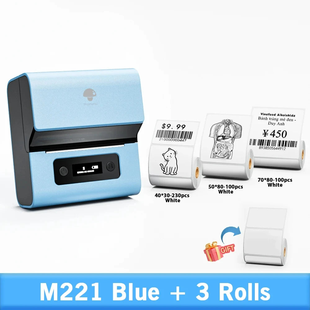 Phomemo Label and Upgrade Portable Label Maker M221 Barcode Label Printer Bluetooth Thermal Inkless Label Maker Support Phone&PC